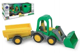 Traktor/Nakladač s vlečkami plast 37cm asst 2 druhy v krabici Wader
