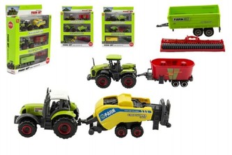 Sada farma poľnohospodárske stroje 6ks plast/kov asst 4 druhy v krabici 21x27x5, 5cm
