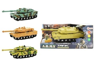 Tank na baterie se zvukem se světlem na setrvačník plast 23 cm, 2 barvy (1ks v krabici)