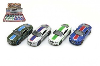 Auto Kinsmart Bentley Continental GT Speed 12cm kov asst 4 barvy na zpětné natažení 12ks v boxu