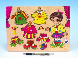 Vkládačka oblékání dřevo holka/kluk 2 druhy