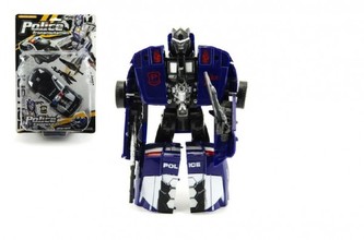 Transformer auto/robot policie s doplňky 16cm asst 2 barvy na kartě