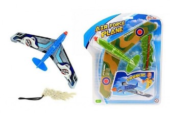 Letadlo házecí vystřelovací plast/pěna 13x24cm asst 2 barvy na kartě