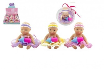 Miminko v kouli plast 10cm asst 3 barvy 9ks v boxu