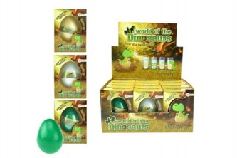 Vejce líhnoucí a rostoucí dinosaurus plast 6cm asst 3 druhy v krabičce 7x10x5cm 12ks v boxu