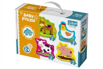 Puzzle baby zvieratá na farme 4ks v krabici 27x19x6cm 2+