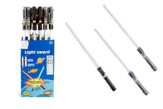 Meč svítící plast 72cm na baterie měnící zvuk dle pohybu se světlem 3 barvy 24ks v boxu