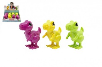 Dinosaurus chodící na klíček plast 11cm asst 3 barvy 12ks v boxu