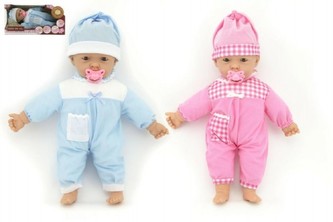 Panenka plast na baterie se zvukem 44 cm, 2 barvy (1ks v krabici)