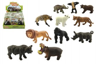 Zvířátka safari ZOO plast 6cm asst 12druhů v sáčku 24ks v boxu