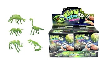 Dinosaurus svítící skládačka 3D plast, mix druhů, v krabičce - 1 kus