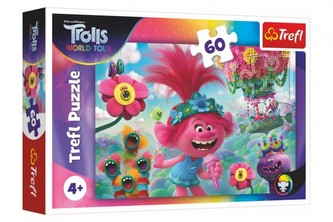 Puzzle V hudobnom svete Trollov 33x22cm 60 dielikov v krabici 21x14x4cm