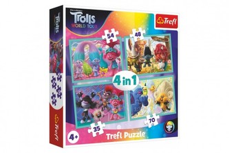 Puzzle 4v1 Trollovia koncertné turné v krabici 28x28x6cm