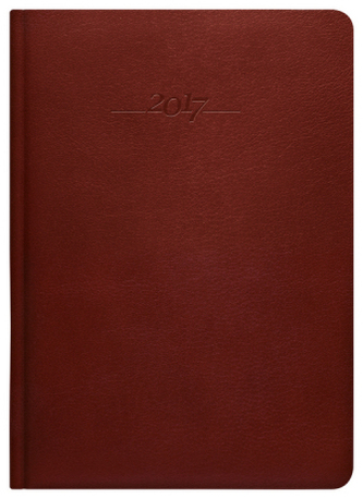 Wochen-Buchkalender A5 Leder braun 2017