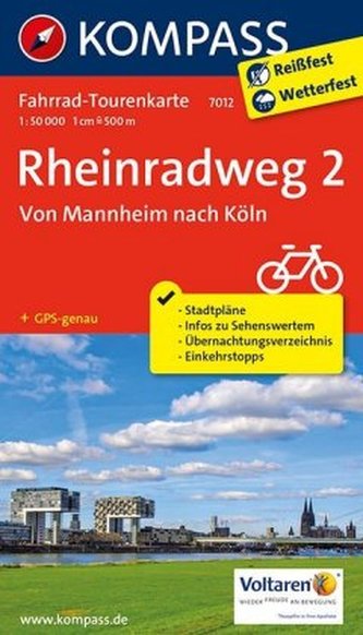 Kompass Fahrrad-Tourenkarte Rheinradweg. Tl.2