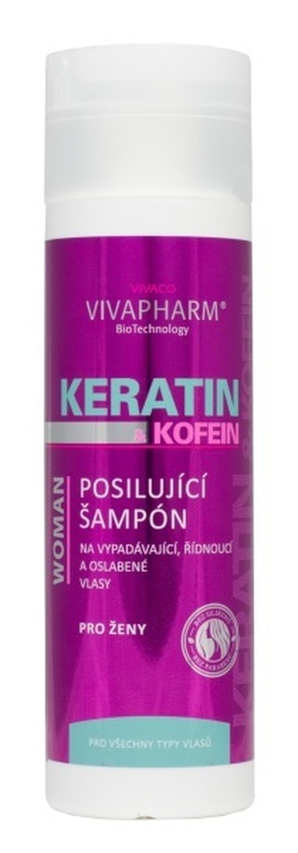 Vivapharm Keratínový posilňujúci šampón s kofeínom pre ženy 200 ml