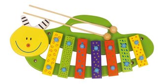 Small Foot Dětské dřevěné hudební nástroje Xylofon housenka