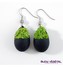 Živé šperky - Náušnice Slza černé s lišejníkem