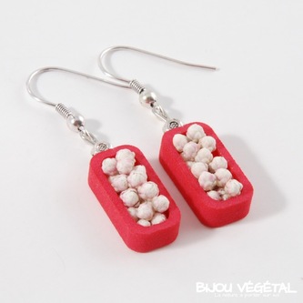 Živé šperky - Náušnice Vertigo růžové s trvalými bílými květy