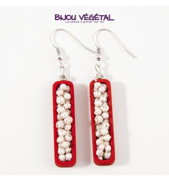 Živé šperky - Náušnice Jardiniere červené s trvalými bílými květy