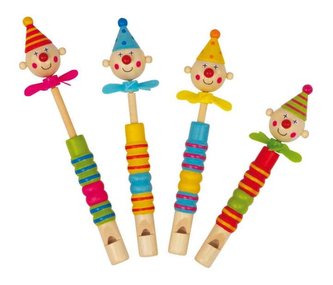 Small Foot Dětská dřevěná píšťalka s klaunem a vrtulkou 1 ks