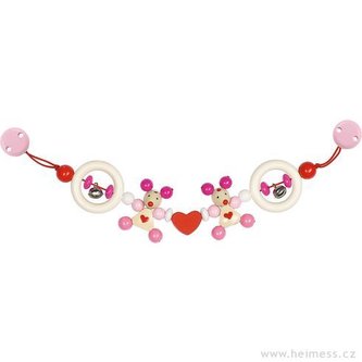 Heimess dřevěné hračky - Řetěz do kočárku - Růžové myšky