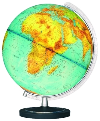 Duplex Leuchtglobus, Kunststofffuß, silberfarbener Halbmeridian, Durchmesser 34 cm