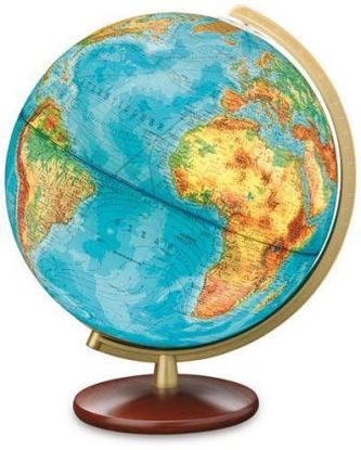 Duplex Leuchtglobus, Holzfuß Nussbaum gebeizt und Meridian messingfarben