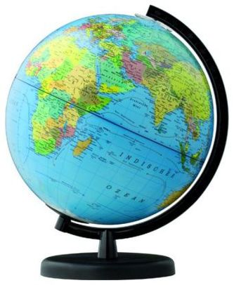 Terra Leuchtglobus, Schwarzer Kunststoffuß mit schwarzem Fiberglas-Meridian (26 cm Durchmesser)