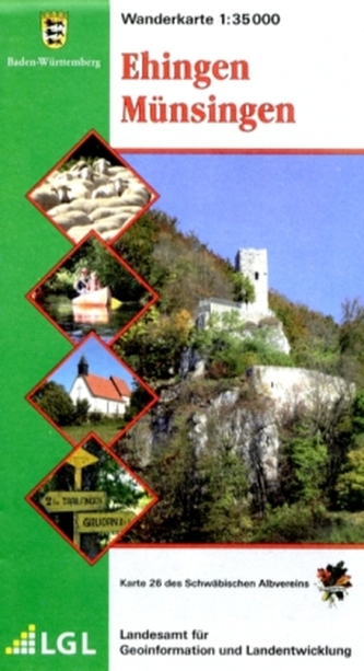Topographische Wanderkarte Baden-Württemberg Ehingen, Münsingen