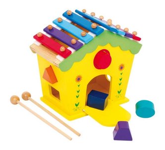 Small Foot Dřevěný domeček vkládačka a xylofon v 1