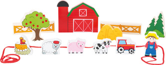 Small Foot Dřevěné navlékací hrací set farma