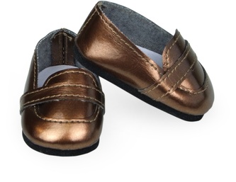 Petitcollin Botičky mokasíny lesklé kávové (pro panenku 39-48 cm)