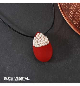 Živé šperky - Náhrdelník Slza červený s trvalými bílými květy