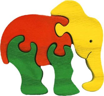 Fauna Drevené vkladacie puzzle z masívu malý slon
