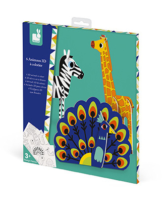 Kreativní hračky na tvoření 3D Papírové skládačky na vybarvení Janod Atelier Sada Mini