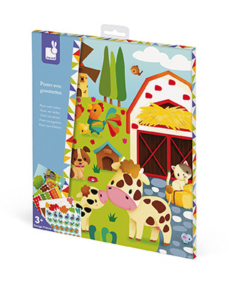 Kreativní hračky na tvoření Vytvoř plakát Farma s nálepkami Janod Atelier Sada Mini