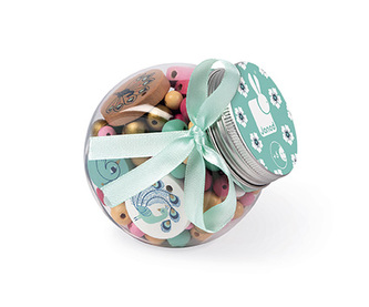 Dětské korálky na navlékání Birdy Páv Janod dřevěné sada 220 ks