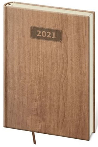 Diář 2021: Wood světle hnědá, A5 denní, 145x205