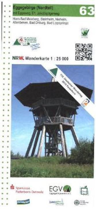 GeoMap Karte Eggegebirge (Nordteil) mit Eggeweg, E1, Jakobspilgerweg