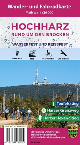 Der Hochharz, Wander- und Fahrradkarte