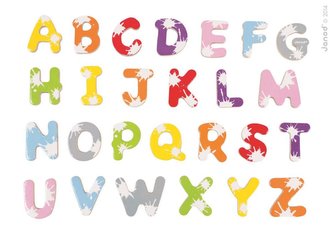 Drevené magnetky abeceda Splash Janod 52 ks od 3-8 rokov