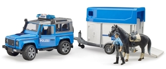 Bruder Policajný Land Rover s prepravníkom na koňa a policajtom