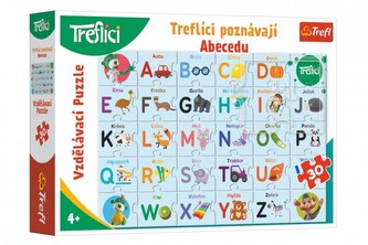 Puzzle Treflíci poznávajú Abecedu 30 dielikov 60x40cm v krabici 33x23x6cm