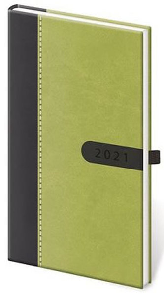 Diář 2021: Bora zeleno/černá, kapesní týdenní, 80x150