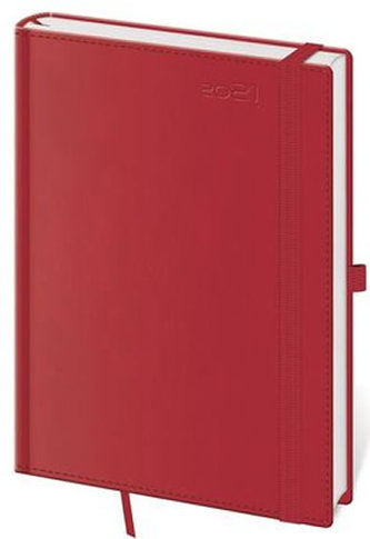 Diář 2021: Double Red, A5 týdenní, 145x205, s poutkem na propisku