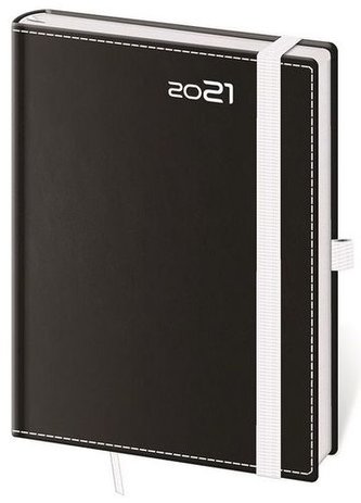 Diář 2021: Black&White, B6 týdenní, 120x165, s poutkem na propisku