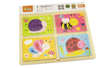 Drevené puzzle 4v1 - hmyz