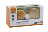 Drevený hamburger a sendvič