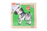 Drevené puzzle 4 dieliky - zebra